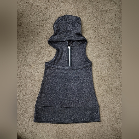 Charcoal Sparkle Hooded Zip Up Sleeveless Top, Women's XS [NWT!] - Picture 5 of 8